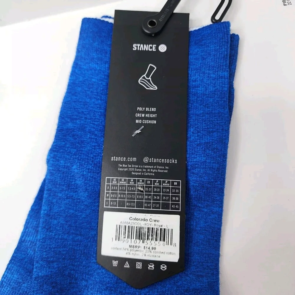STANCE Colorado Crew Big Horn Sheep Colorado Spell Out Socks MENS L 9-13 Blue